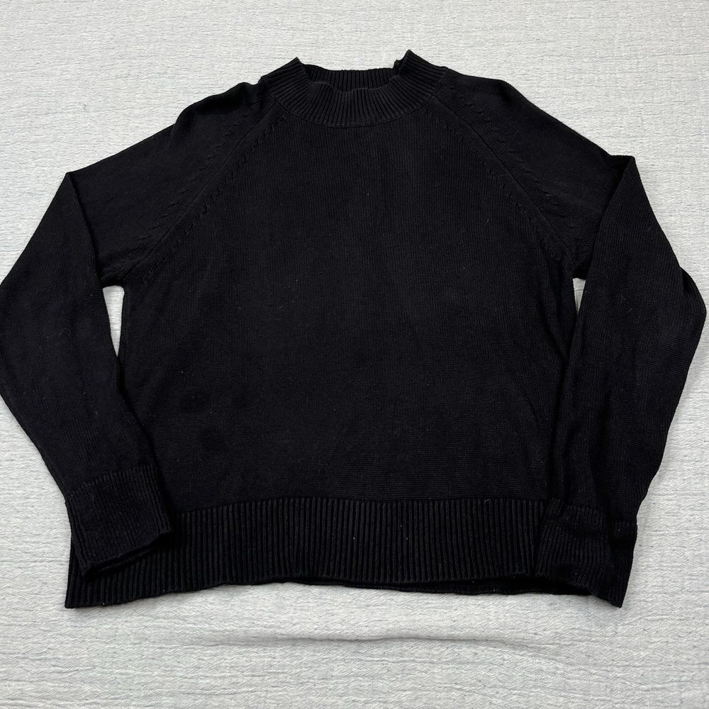 Quince Sweater Womens Size XS Black Fisherman Knit Organic Cotton